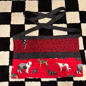Red and Black Dog Print Half Groomer Apron One Size